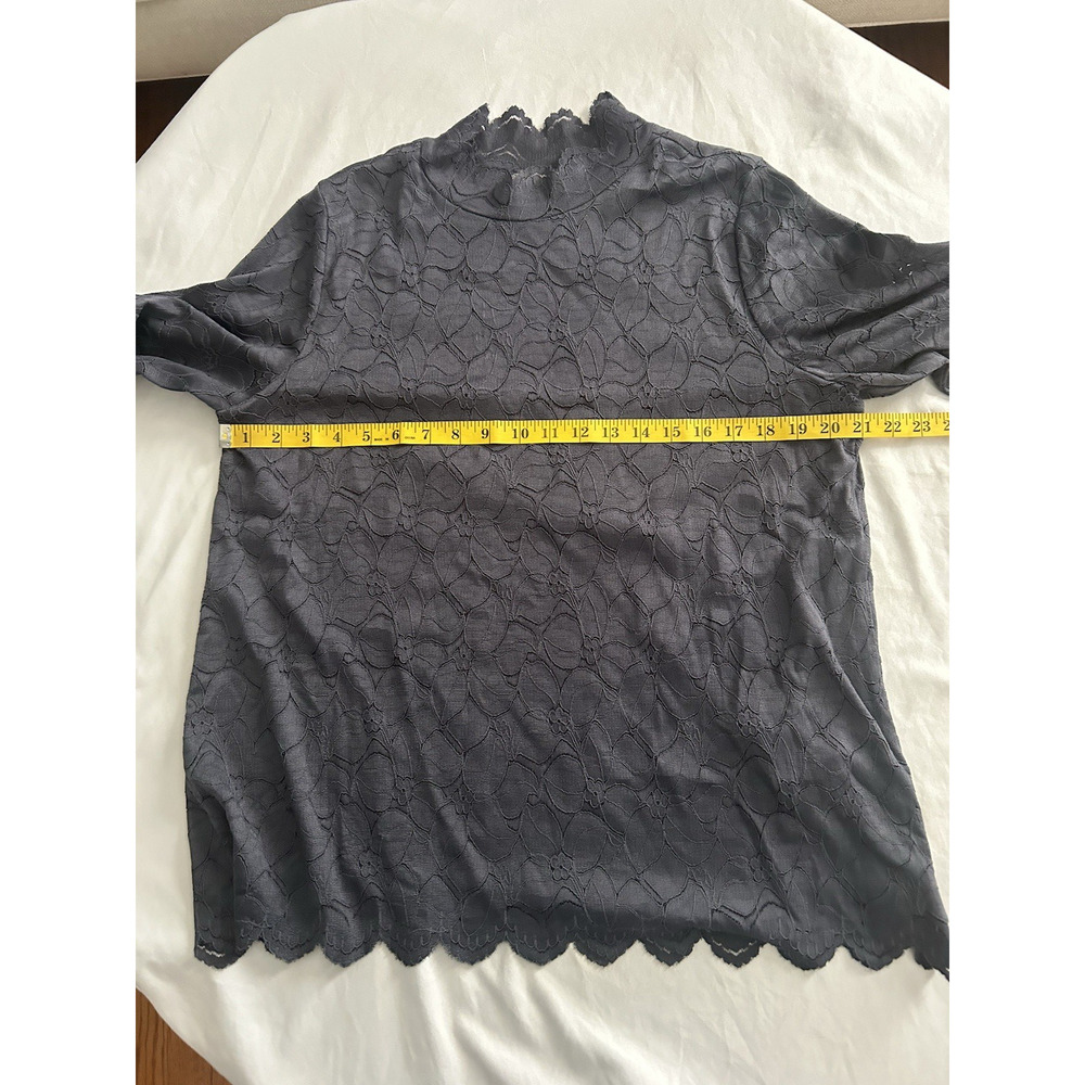 Soft Surroundings Floral Mock Neck Blouse Womens Size PL Charcoal Classic - Picture 6 of 8